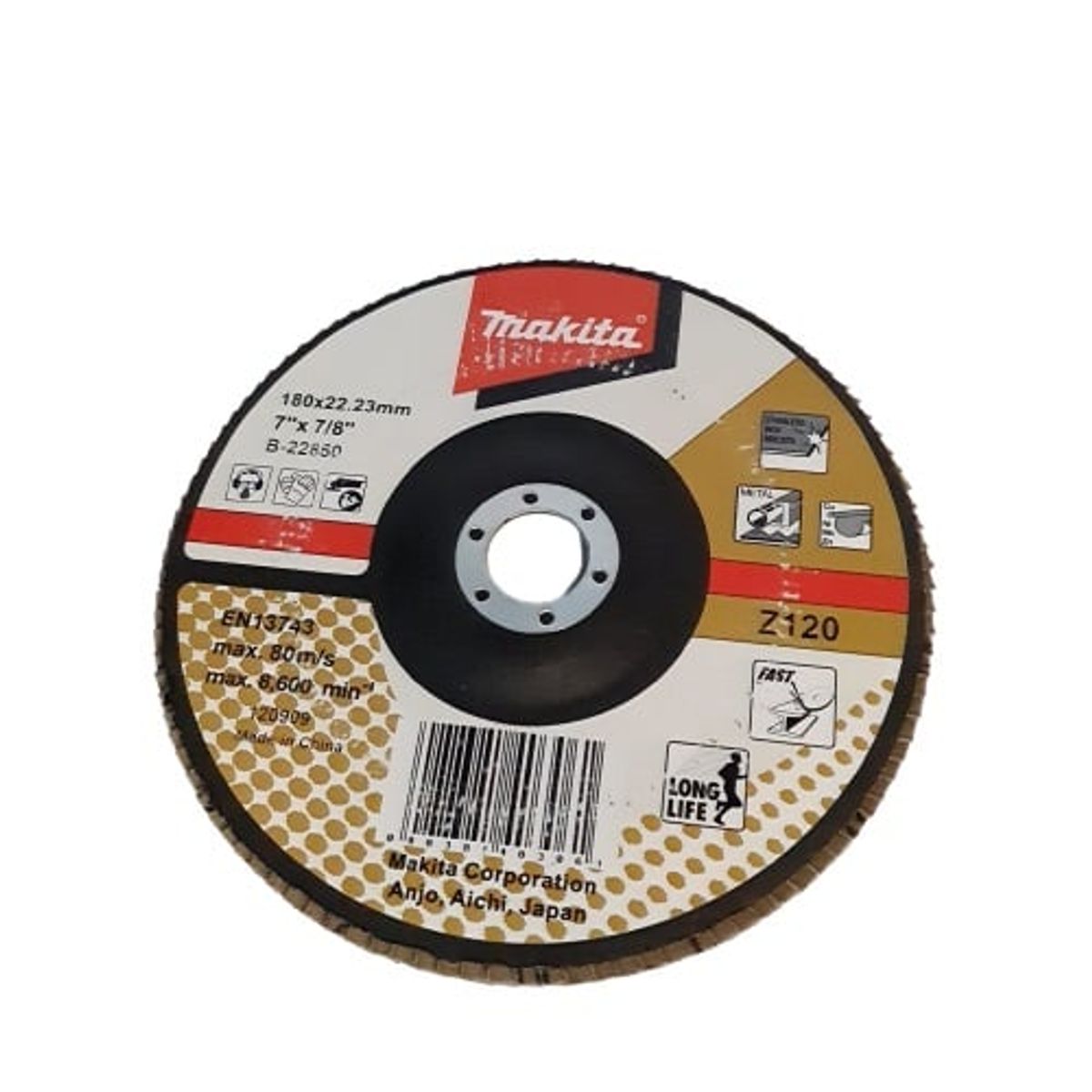 MAKITA - Disco Traslapado 180 mm. Z120,Refuerzo Fibra de Vidrio Makita B-22850