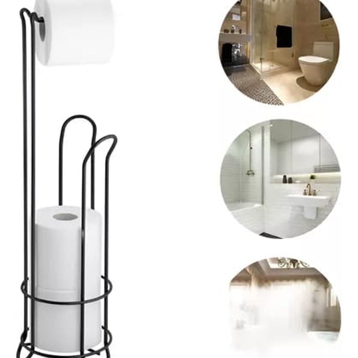 GENERICO - Soporte De Papel Higiénico Confort Pedestal Organizador Baño NEGRO