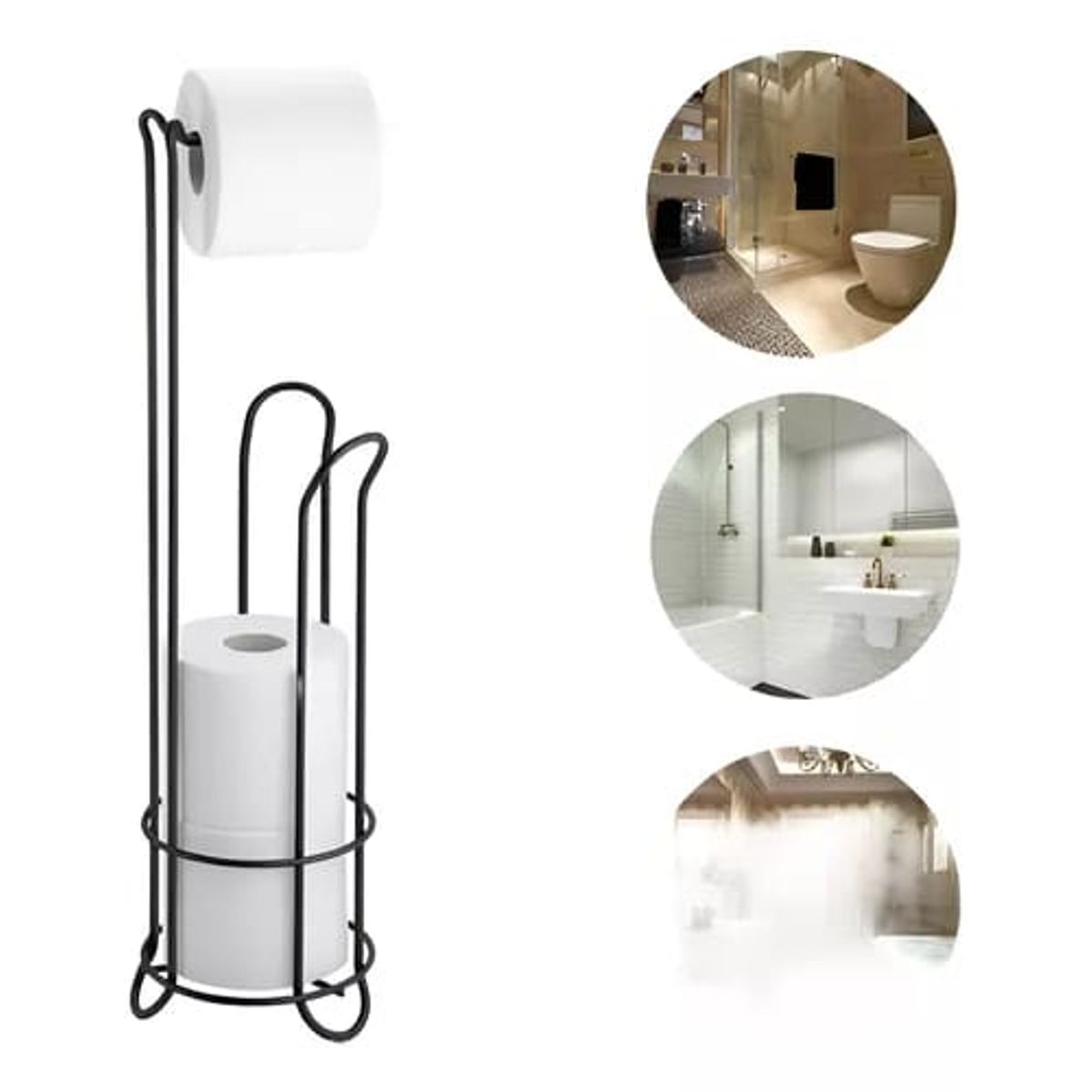 GENERICO - Soporte De Papel Higiénico Confort Pedestal Organizador Baño NEGRO