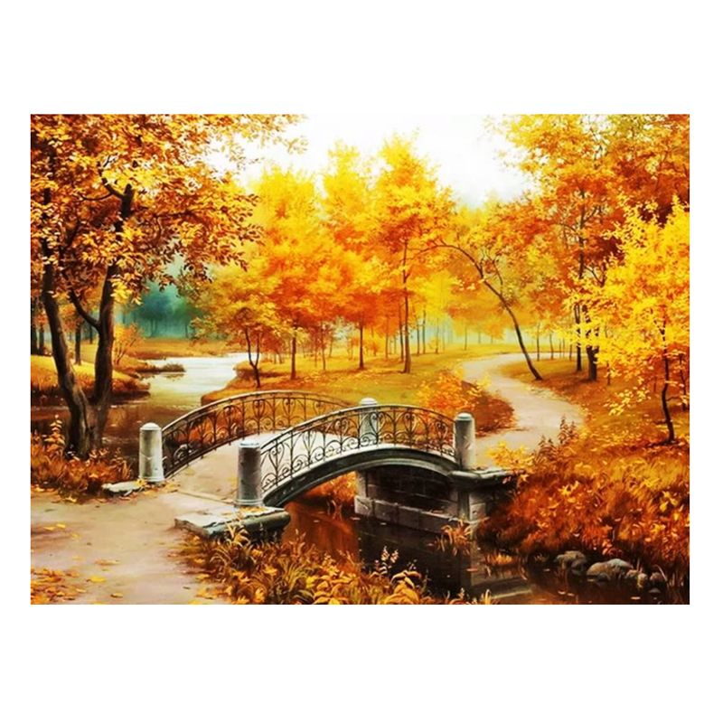 GENERICO - Kit Diamond Painting Pintura De Diamante - Puente Otoño