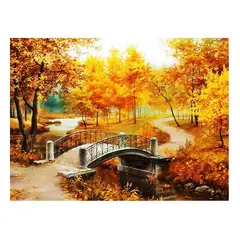 GENERICO - Kit Diamond Painting Pintura De Diamante - Puente Otoño