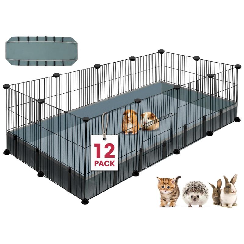 LAVANDAPET - Jaula Armable + Manta De 12 Paneles Perro Conejo Cuy Corral