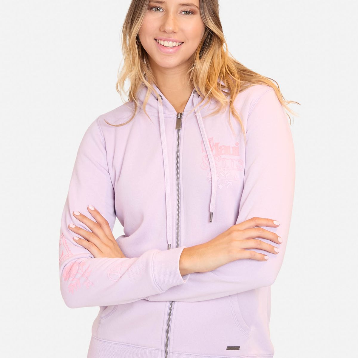 MAUI AND SONS - Poleron Fullzipper Eternal Love Crew Neck  Morado  Mujer Maui And Sons