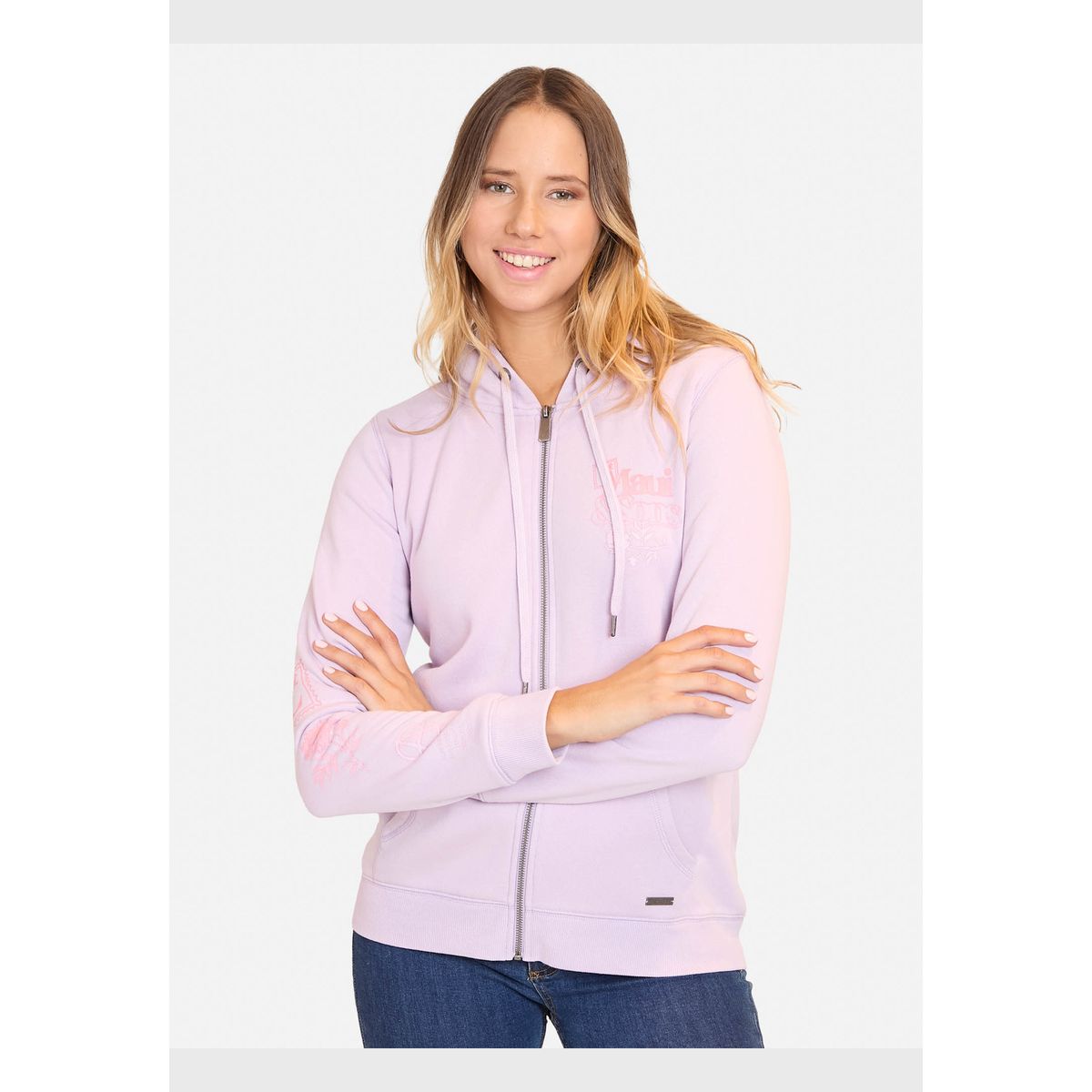 MAUI AND SONS - Poleron Fullzipper Eternal Love Crew Neck  Morado  Mujer Maui And Sons
