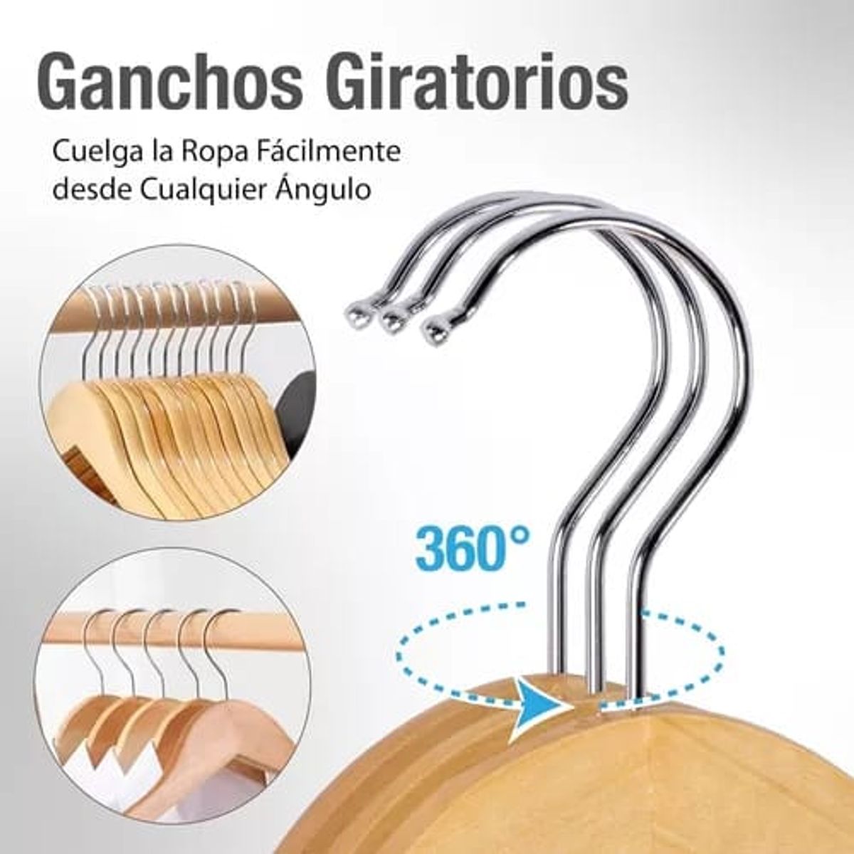 GENERICO - Colgadores Ganchos Ropa Madera Antideslizantes Packx10 Lh