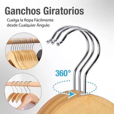 Imagen 2 del producto Colgadores Ganchos Ropa Madera Antideslizantes Packx10 Lh