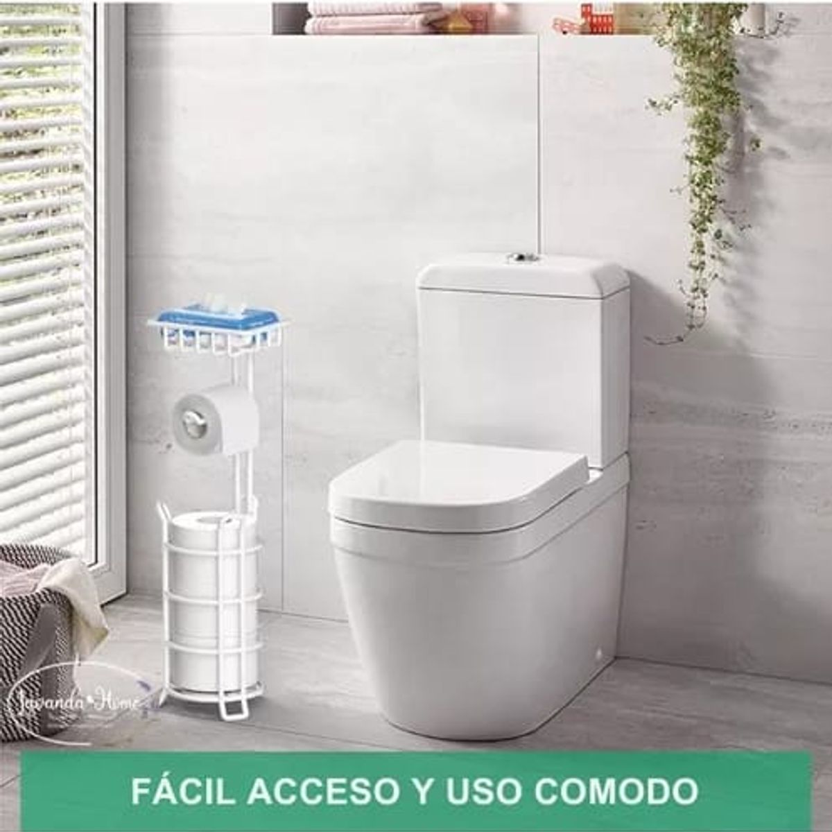 GENERICO - Soporte De Papel Higiénico Confort Pedestal Organizador Baño BLANCO.