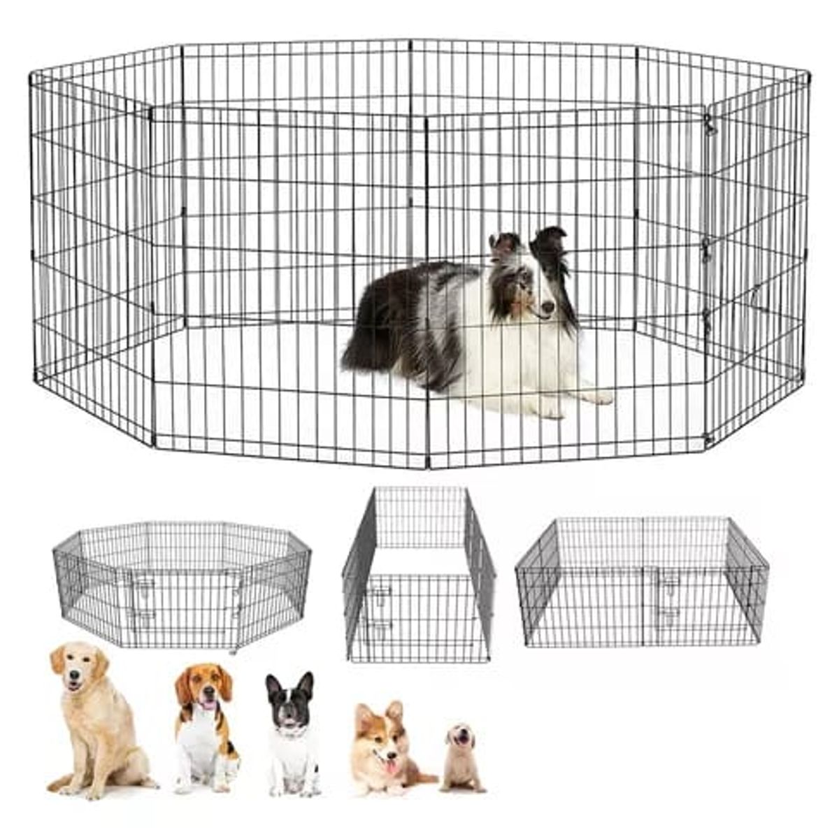 LAVANDAPET - Jaula Desplegable 8 Paneles Perro Gatos Cuy Hurón Corral Xl