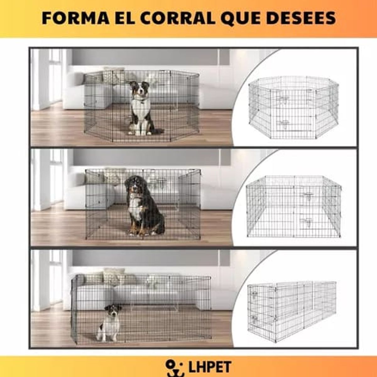 LAVANDAPET - Jaula Desplegable 8 Paneles Perro Gatos Cuy Hurón Corral Xl