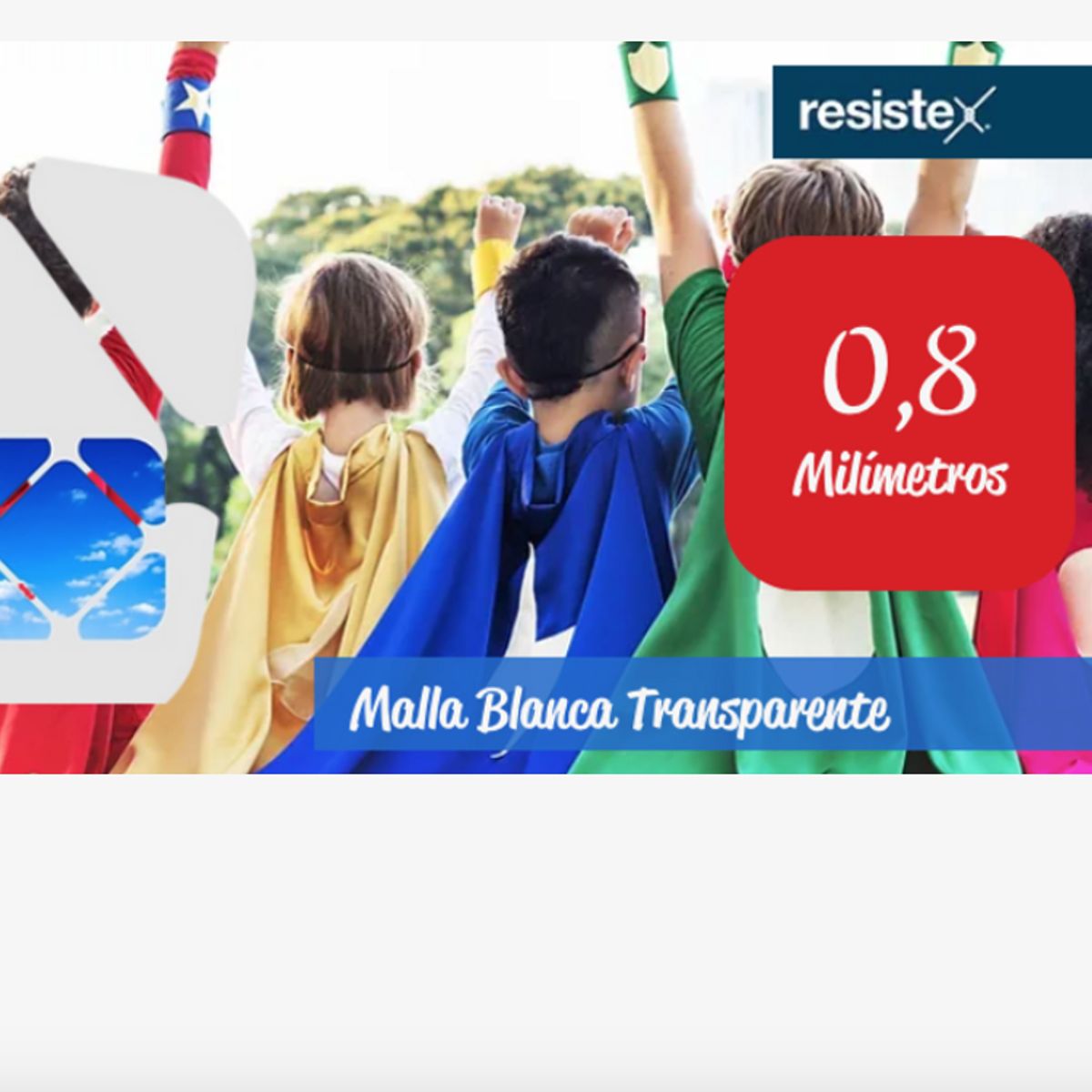 RESISTEX - Malla Seguridad Balcón 2Mts x 5Mts Grosor 08mm Transparente