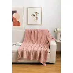 DEKOHOME - Manta tejida Chenille Material acrílico 150x130cm Rosada