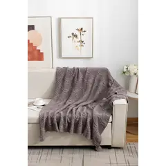 DEKOHOME - Manta tejida Chenille Material acrílico 150x130cm Gris