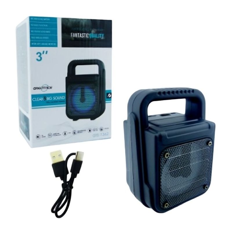 OEM - PARLANTE RECARGABLE MODGTS-1362 BLUETOOTH 3 PORTABLE CON LUZ