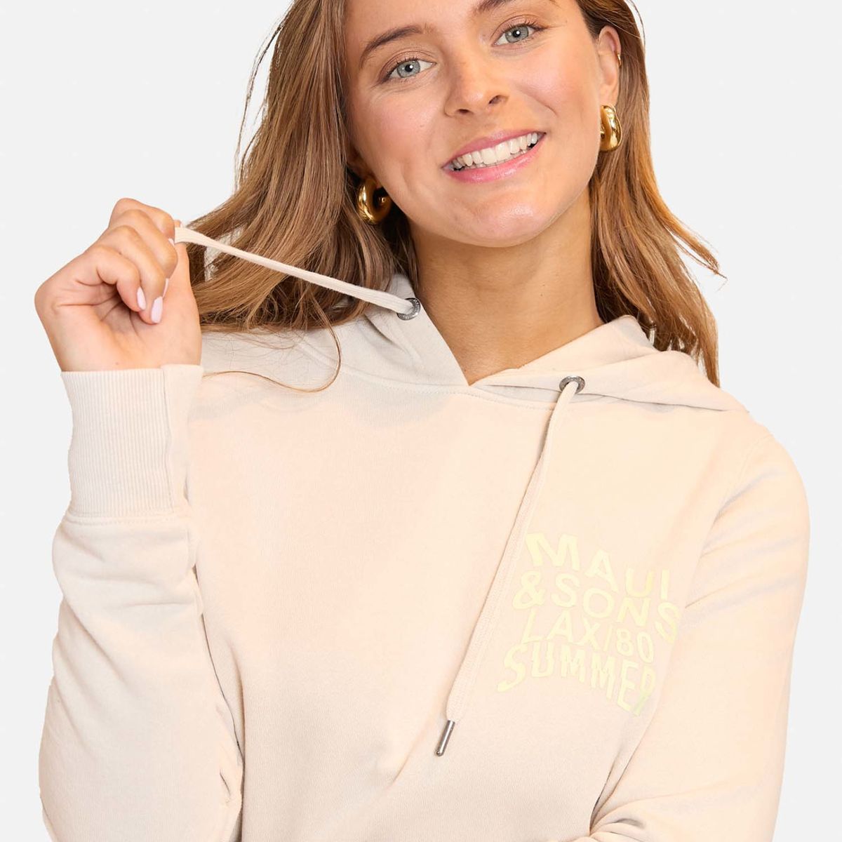 MAUI AND SONS - Poleron Canguro Summer Beach Beige Mujer Maui And Sons