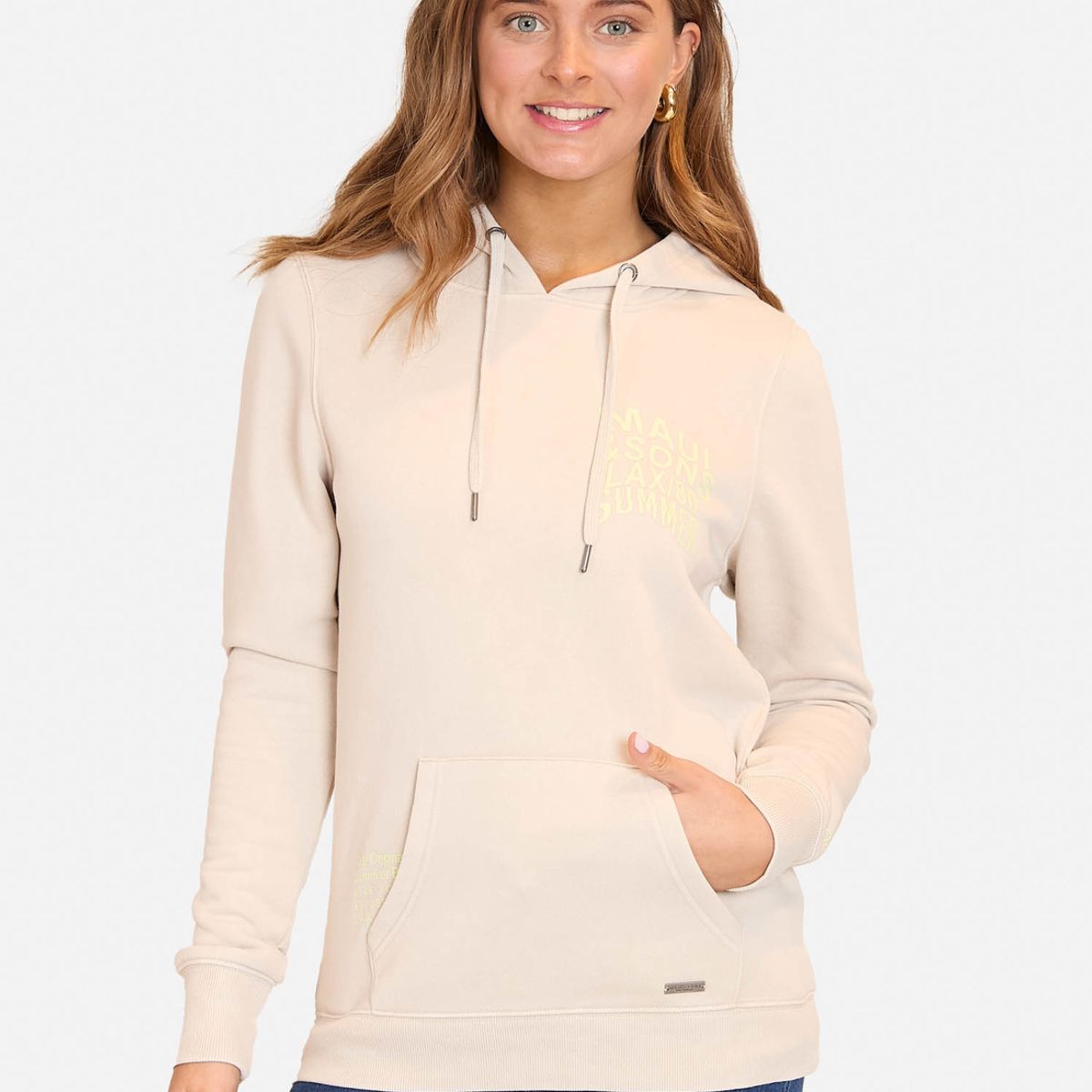 MAUI AND SONS - Poleron Canguro Summer Beach Beige Mujer Maui And Sons