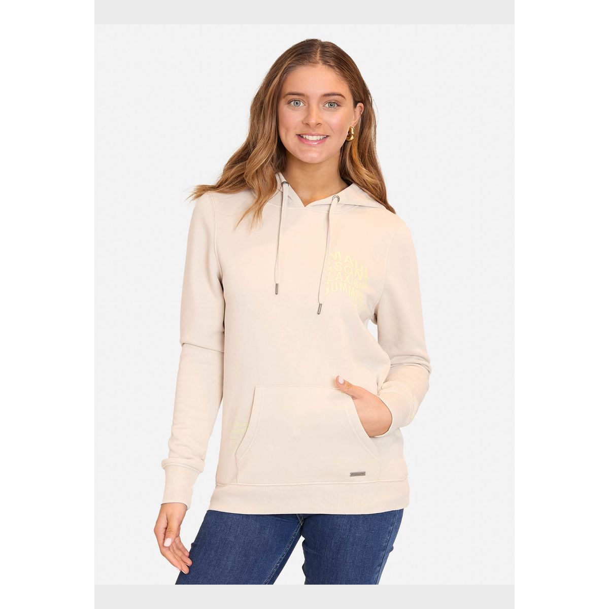 MAUI AND SONS - Poleron Canguro Summer Beach Beige Mujer Maui And Sons