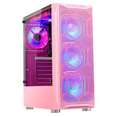 SNAKE GAMER - Gabinete Gamer Lacheris Pink Vidrio Templado Incluye Fuente de 600W