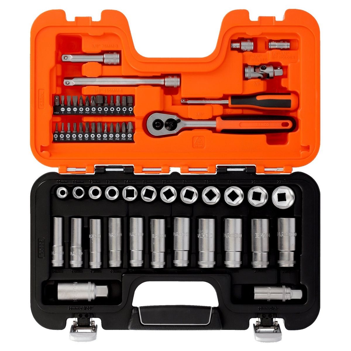 BAHCO - Juego De 53 Herramientas Dados 38 Y Puntas 14 S330l Bahco