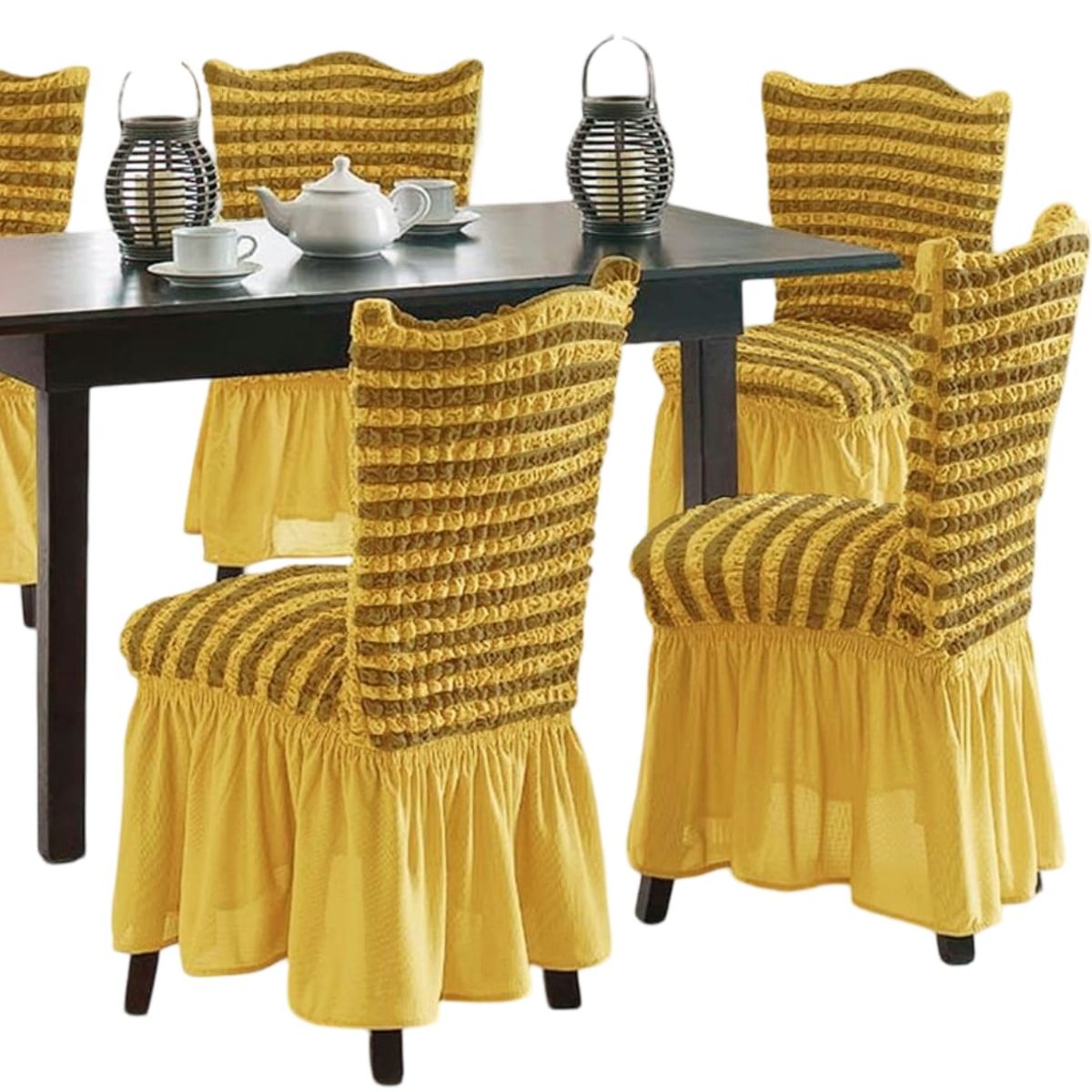 GENERICO - Pack 6 Fundas Sillas Turcas Diseño Lineal L2