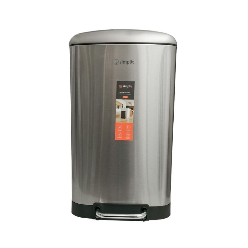 SIMPLIT - Basurero Cocina Iron 40lts Pedal Acero Inox Simplit
