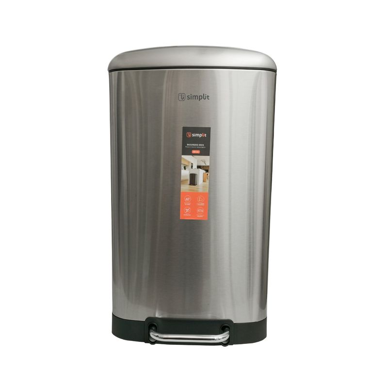 SIMPLIT - Basurero Cocina Iron 40lts Pedal Acero Inox Simplit
