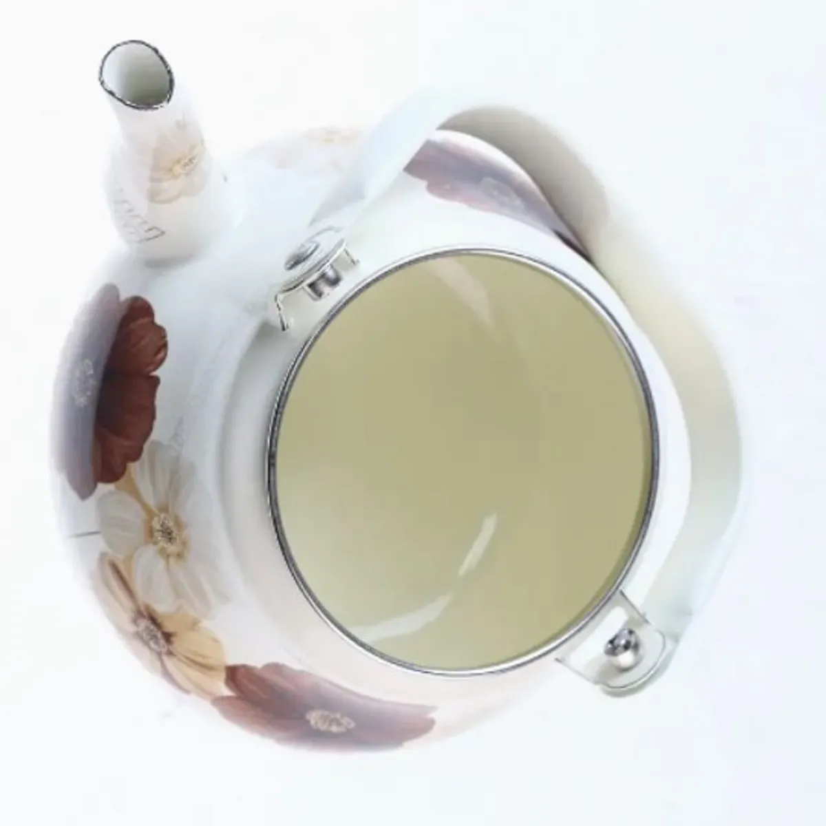 GENERICO - TETERA DE 2 LITROS ENLOZADA ESMALTADA DISEÑO CLASICO FLOR CAFE