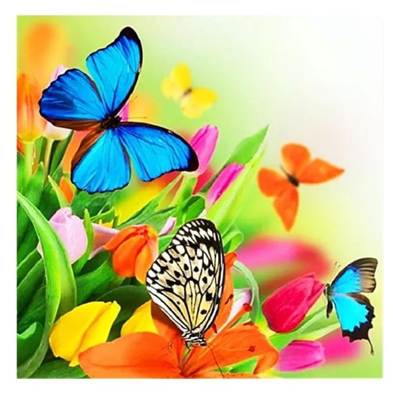 GENERICO - Kit Diamond Painting Pintura De Diamante - Mariposas Flores