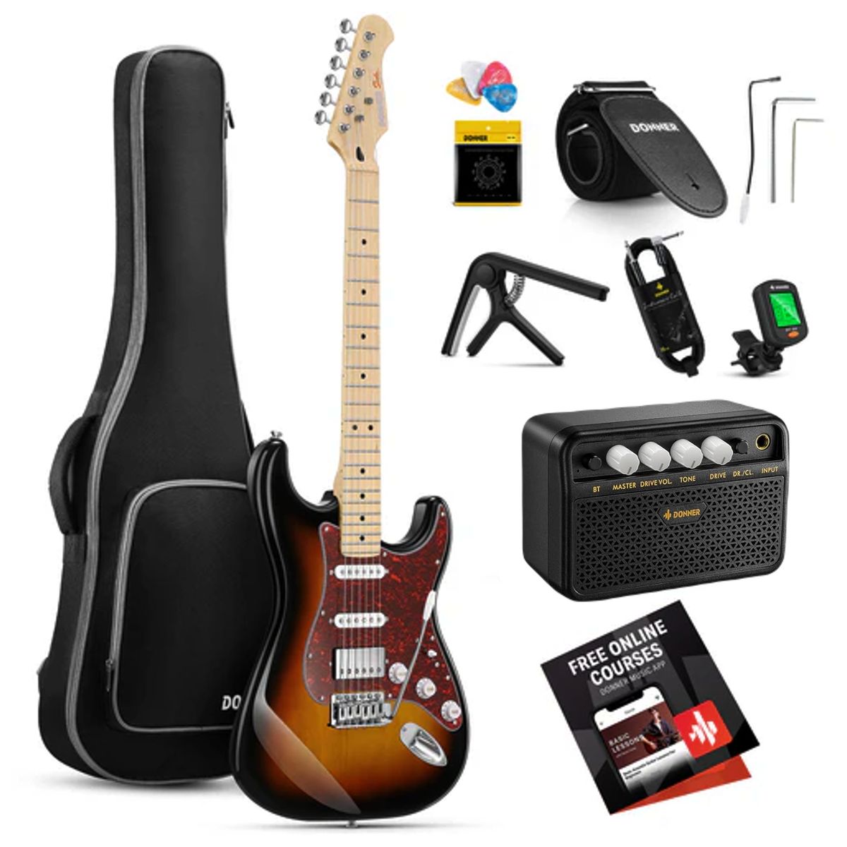 GENERICO - Pack Guitarra Electrica Funda y Amplificador DONNER DST-152S