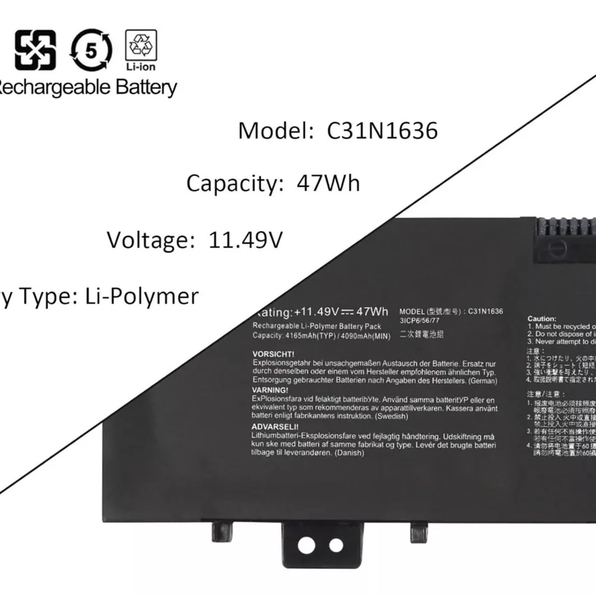 GENERICO - Bateria Para C31n1636 Vivobook Pro M580v X580vd N580vd Nueva