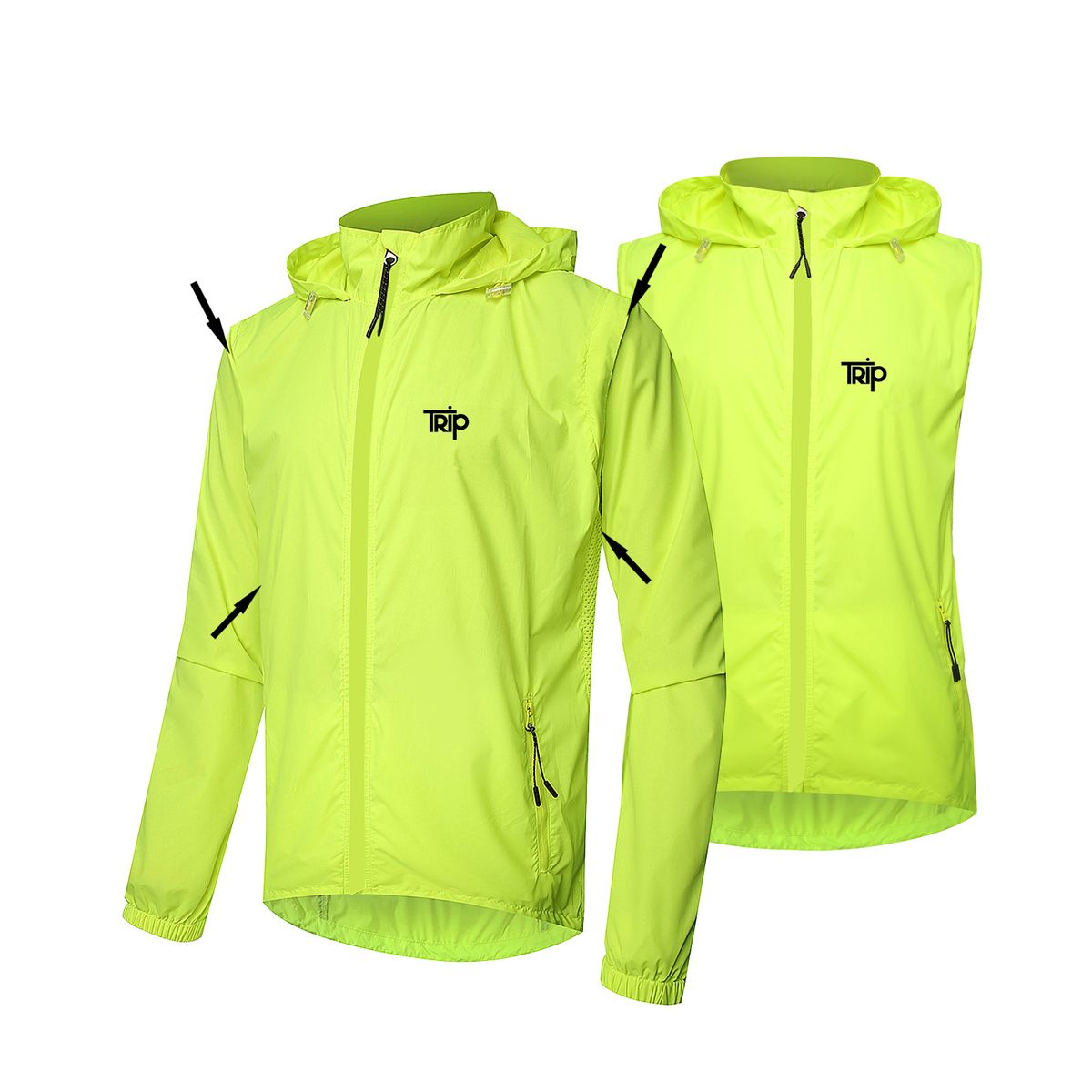 TRIP - CORTAVIENTO TRIP FLOW NEON MANGA DESMONTABLE - TALLA S