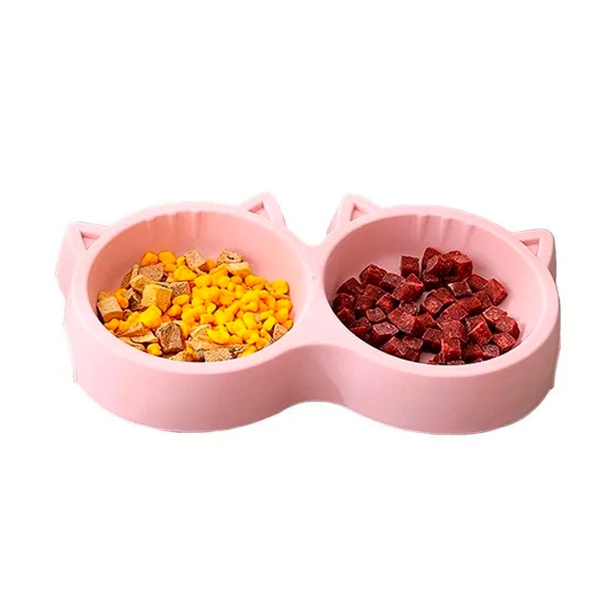 GENERICO - Plato De Comida Doble Para Mascotas Con Forma De Gato Rosa