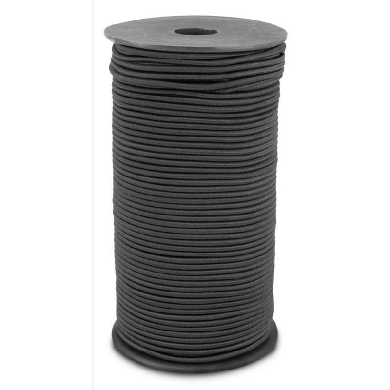 GENERICO - cordon elastico cola de raton 3mm de diametro rollo 10mts negro