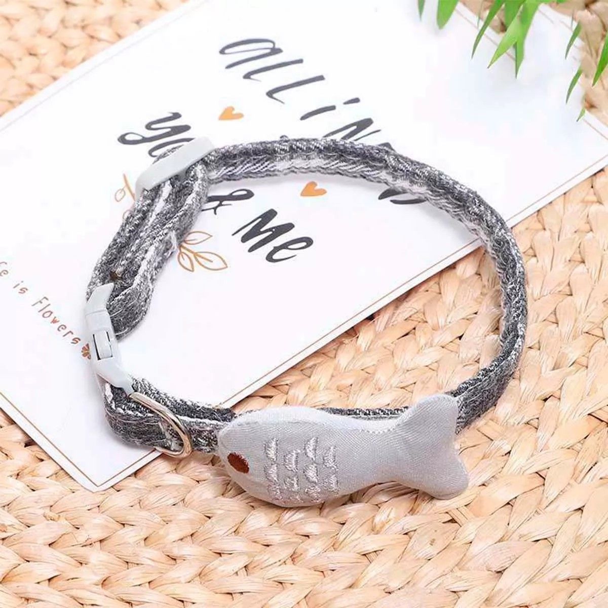 GENERICO - Collar De Algodon Para Mascotas Pequeñas Gato Perro Gris