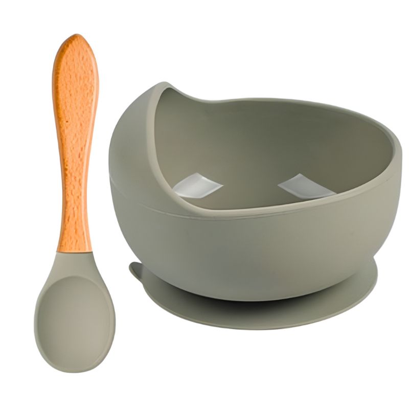 GENERICO - Set Plato Con Ventosa Y Cuchara Silicona Bebes Guagua 2 Pcs