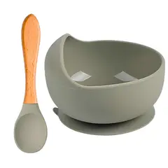 GENERICO - Set Plato Con Ventosa Y Cuchara Silicona Bebes Guagua 2 Pcs