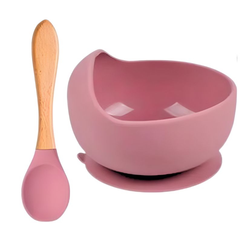 GENERICO - Set Plato Con Ventosa Y Cuchara Silicona Bebes Guagua 2 Pcs