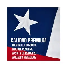 GENERICO - Bandera Chilena 150 X 100cm Bordada De Alta Calidad Con Aros