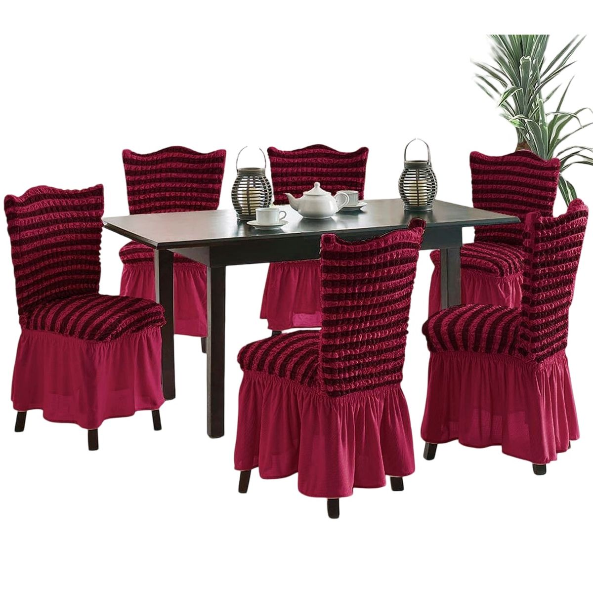 GENERICO - Pack 6 Fundas Sillas Turcas Diseño Lineal L3