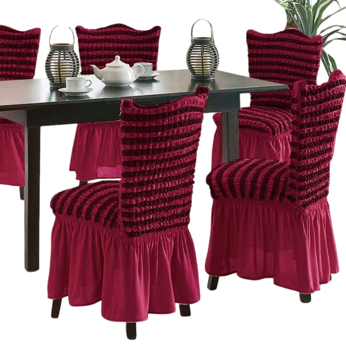 GENERICO - Pack 6 Fundas Sillas Turcas Diseño Lineal L3