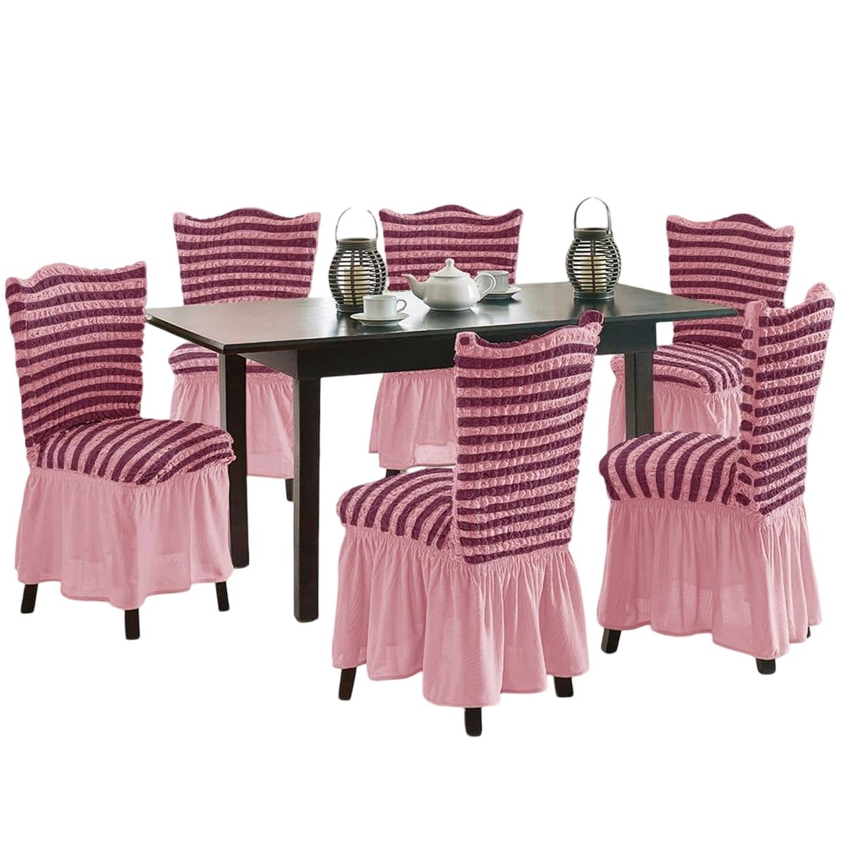 GENERICO - Pack 6 Fundas Sillas Turcas Diseño Lineal L8