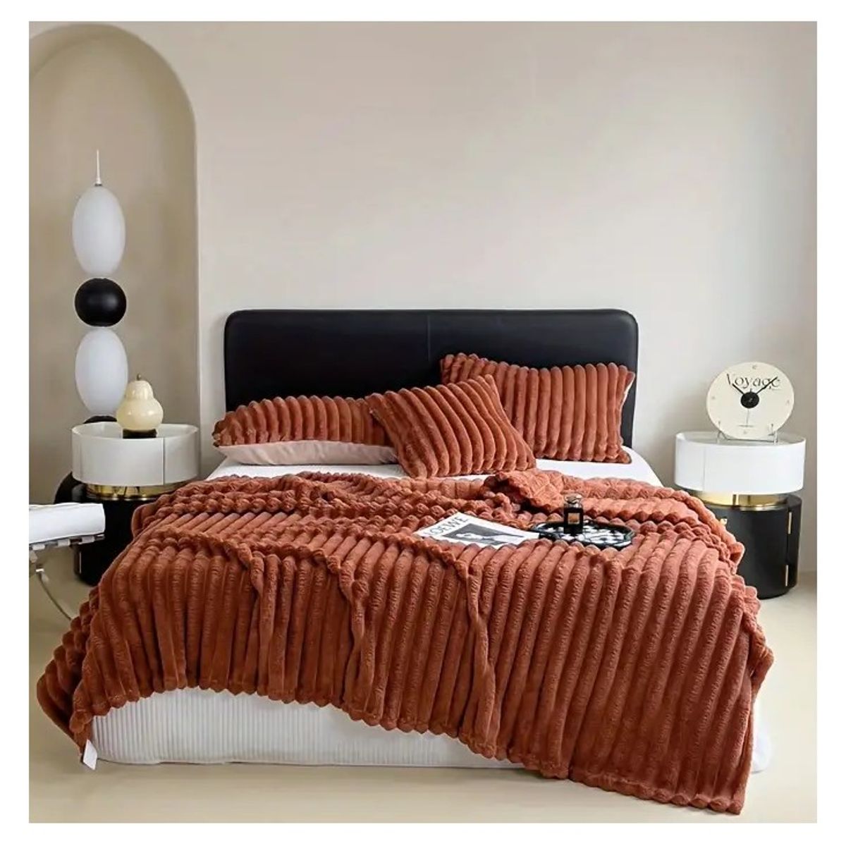 COMPRAPO - Frazada Manta Coral Acanalada Liviana Cobre 200X220 Cm King o 2 Pzas.