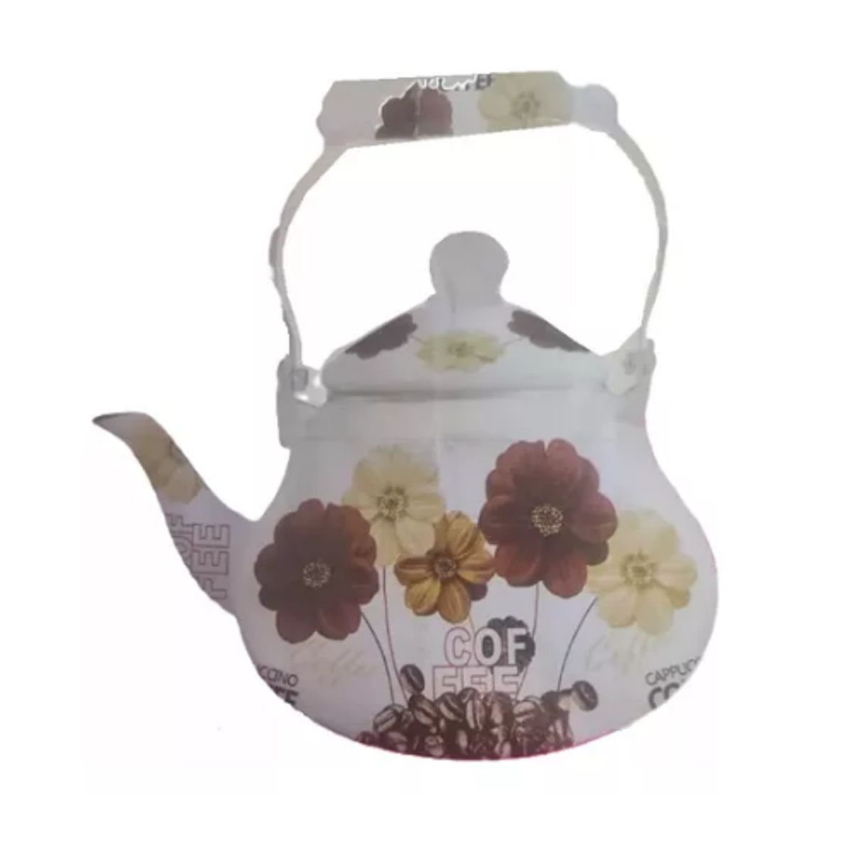 GENERICO - TETERA DISEÑO CLASICO FLOR CAFE DE 2 LITROS ENLOZADA ESMALTADA