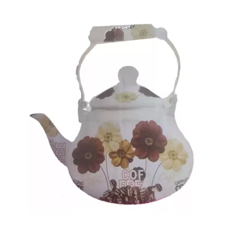 GENERICO - TETERA DISEÑO CLASICO FLOR CAFE DE 2 LITROS ENLOZADA ESMALTADA