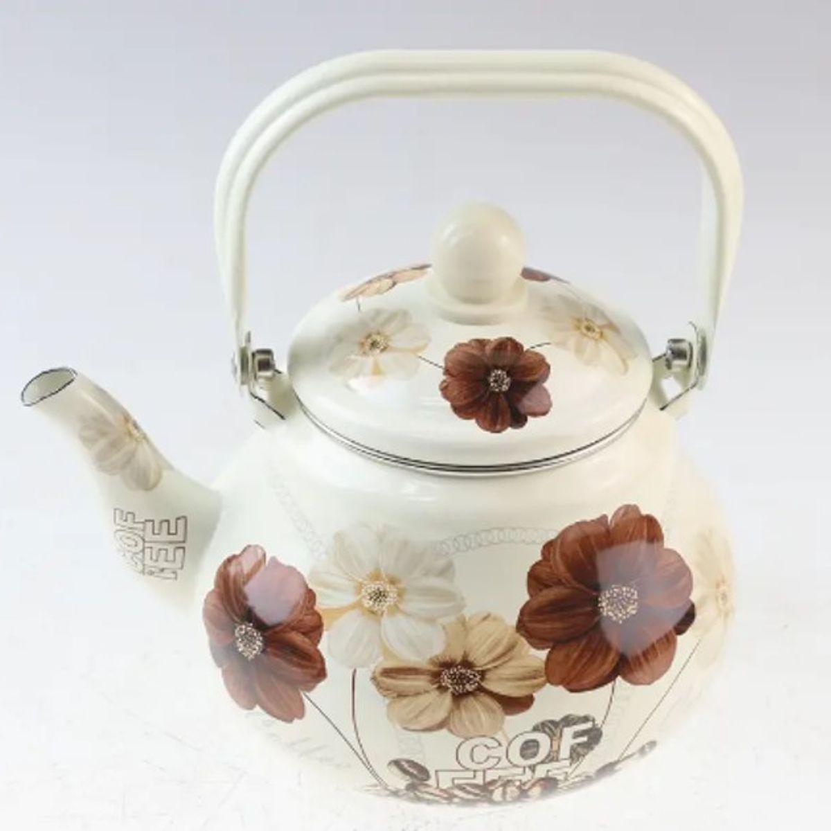 GENERICO - TETERA DISEÑO CLASICO FLOR CAFE DE 2 LITROS ENLOZADA ESMALTADA