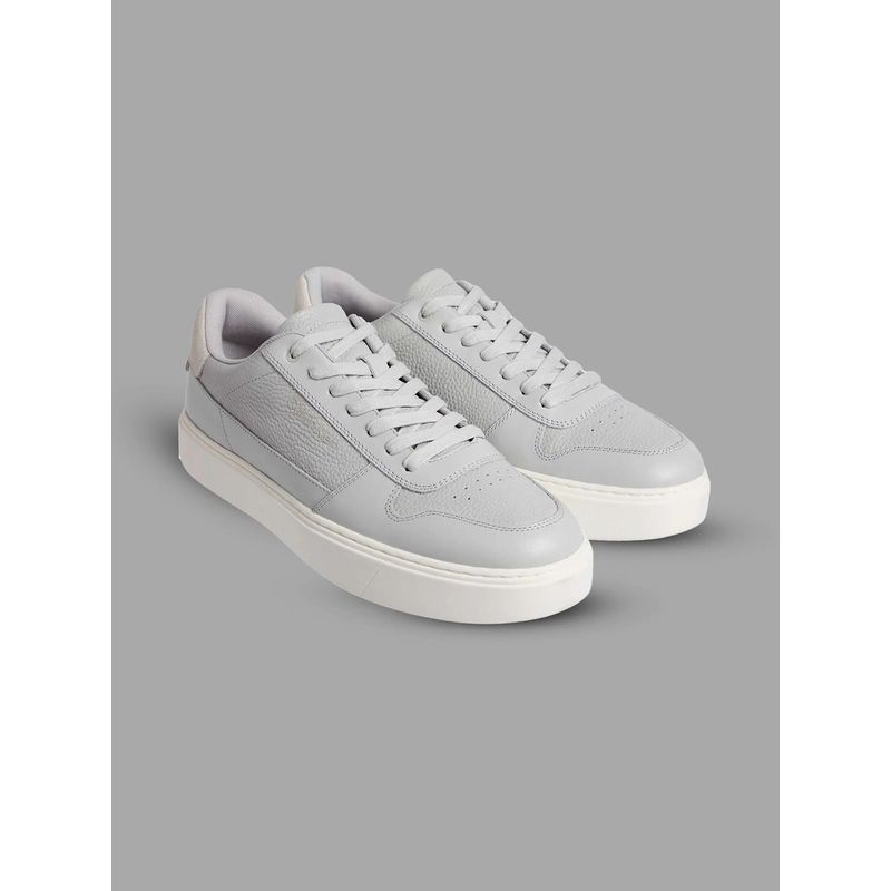 CALVIN KLEIN - Zapatillas de Cuero Lace Up Basket Gris Calvin Klein