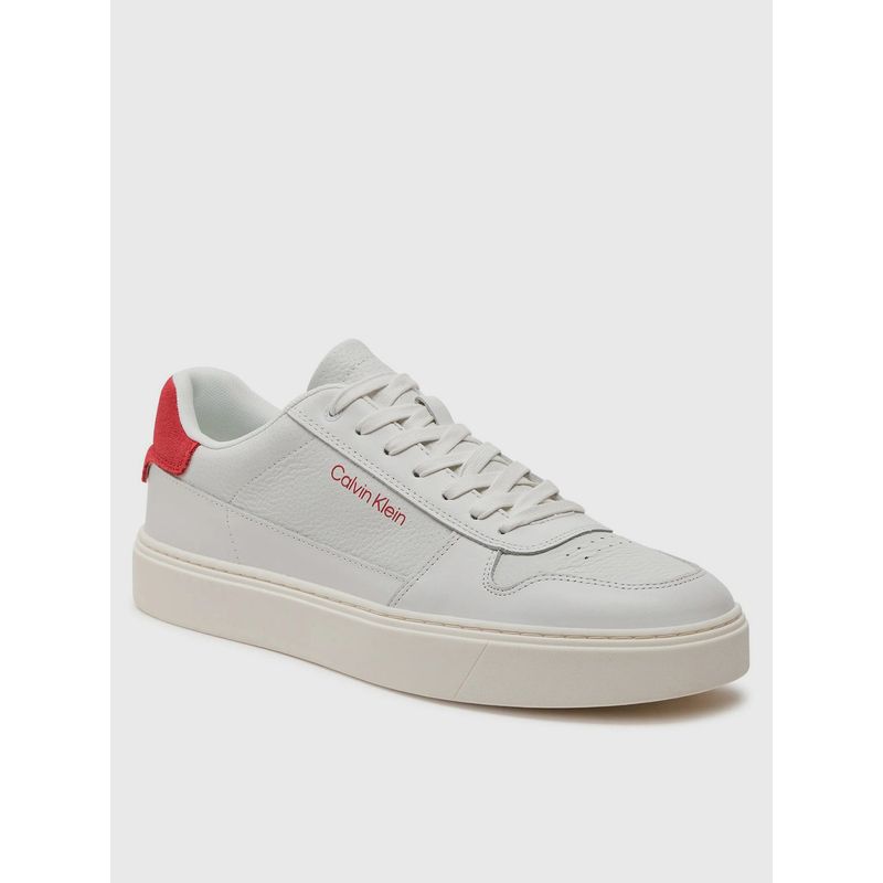 CALVIN KLEIN - Zapatillas de Cuero Lace Up Basket Blanco Calvin Klein