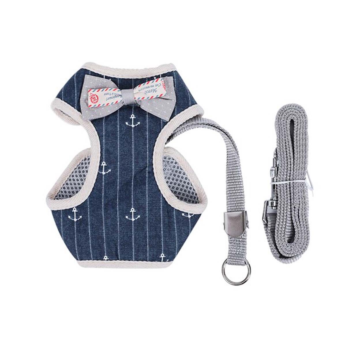 GENERICO - Arnes Pechera Entera + Correa Para Mascotas Azul Marino L