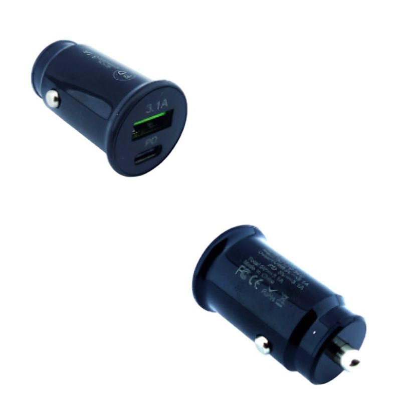 OEM - CARGADOR 1 USB Y TYPE-C 3.1A 12 VOLT  EN CAJA