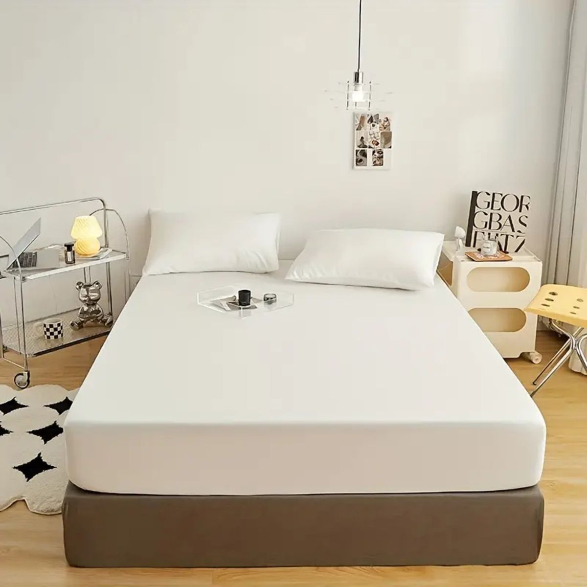 HOMESTAR - Cubrecolchón Ajustable Cama King Size 180x200cm Blanco
