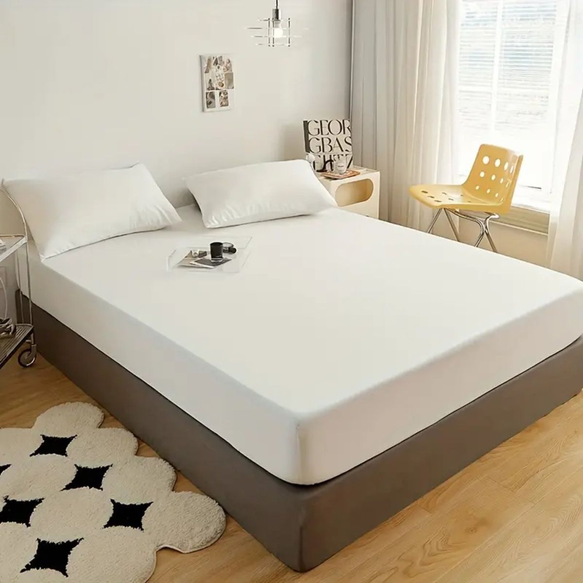 HOMESTAR - Cubrecolchón Ajustable Cama King Size 180x200cm Blanco